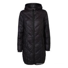 Winter warm long padded lady jacket with hood